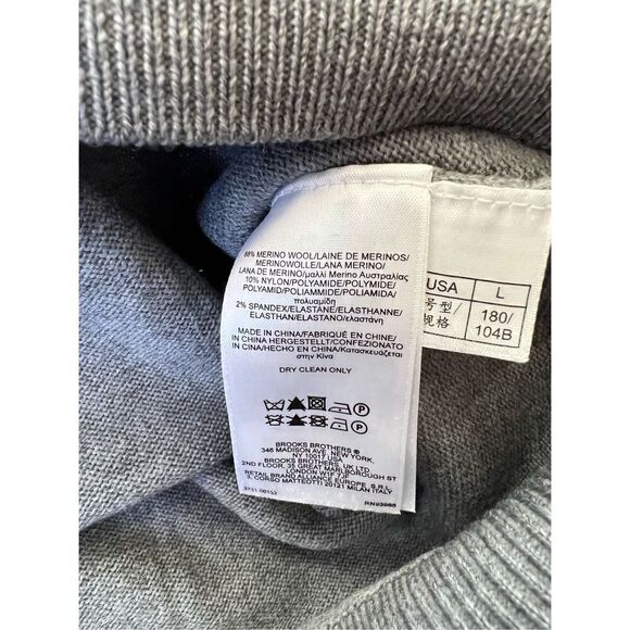 Brooks Brothers 346 Gray Extra Fine Merino Wool Sweater Mens Large - Picture 5 of 5